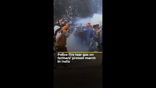 Riot police fire tear gas on farmers protesting in India | #AJshorts