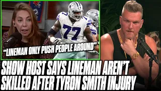 Show Host Says NFL O-Linemen Aren't Skilled, Just "Push People Around" | Pat McAfee Reacts