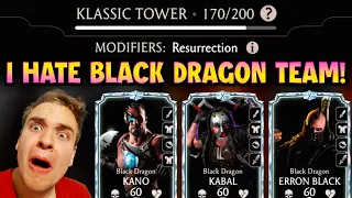 MK Mobile. I HATE Black Dragon Team... Fatal Klassic Tower Battle 170 TORTURE!