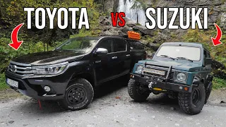 Toyota Hilux vs Suzuki Samurai - OFF ROAD EXTREM pe munte!