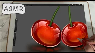 ASMR - Let's paint cherries in Procreate - iPad writing Sounds - Whispering - Pencil Sounds