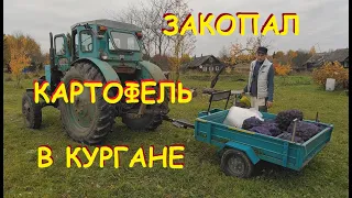 Отвез  картофель на Т-40 и закопал на хранение в кургане , где по приданию зарыты сокровища поляков