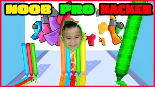 Pencil Rush 3D! NOOB vs PRO vs HACKER! Among us Painting? Kids Gameplay