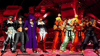 [KOF Mugen] Iori Yagami Team vs Ryu And Ken Masters Team