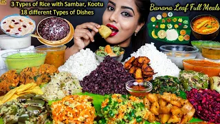 ASMR South Indian Thali Sadhya with Rice,Kheer,Sambar,Veg Stir Fry ASMR Eating Food Challenge Video