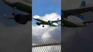 Landing Uzbekistan Airways A321 with the sound of autopilot at London (LHR) #airplane #planespotting