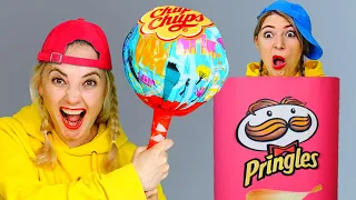 Mukbang Giant Pringles Challenge Big VS Small food 음식 챌린지 By MIU