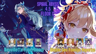 F2P C0 Neuvillette Hyperbloom & C0 Yoimiya Vaporize  // 4.5 Spiral Abyss Floor 12 // Genshin Impact