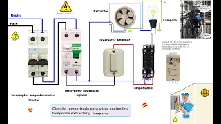 Circuito temporizado extractor y lamparas