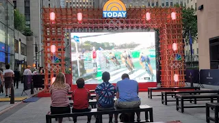 Watching Tokyo Olympics 2020 at NBC Today Rockefeller Plaza NYC July 26 2021 #shorts Tokyo 2020