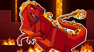 I Survived 100 DAYS as a LAVA DINOSAUR in HARDCORE Minecraft! - Lava Adventures Compilation