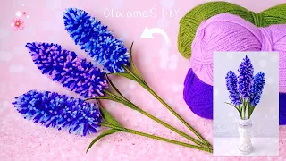 It's so Beautiful 💖🧶 Super Easy Fluffy Lavender Flowers Making with Wool - DIY Amazing Yarn Flowers