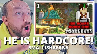 WATCHING SmallishBeans For The FIRST TIME! (The Starter Base! | 100 Hours of Hardcore Minecraft)