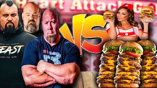 Worlds Strongest Men VS 8 Patty Burger Challenge