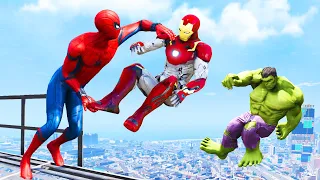 GTA 5 Spiderman & Superheroes Jumping Off Highest Buildings (Euphoria Ragdolls) #13