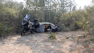 Camping Solo From My Motorcycle In The Forest | Nature ASMR - Silent Vlog - R1250GS