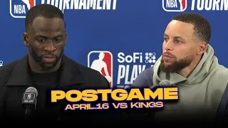 Warriors/Kings Postgame, Steph, Draymond, BP, Coach Kerr Reactions | 2024 Play-In | April 16, 2024