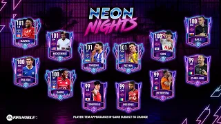 FIFA MOBILE 22 NEON NIGHTS EVENT LIVE IN GAME PLAYERS FM 22  #fifamobile #retrostars #neonnights