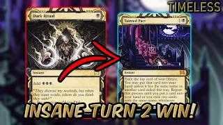 Insane Turn 2 Win! Tainted Pact Combo | Timeless BO1 Ranked | MTG Arena