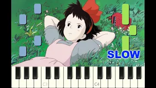 SLOW piano tutorial "WINDY HILL" from Kiki's Delivery service, Ghibli, with free sheet music (pdf)
