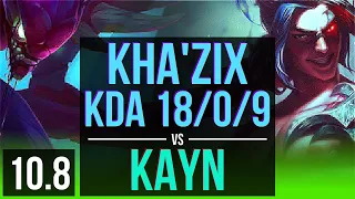 KHA'ZIX vs KAYN (JUNGLE) | KDA 18/0/9, Legendary | EUW Master | v10.8