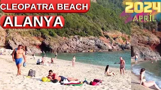 alanya kleopatra beach april 2024 walking tour 4k  ! alanya antalya turkey holiday turkey travel