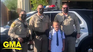 Police escort son of late officer on first day of school l GMA