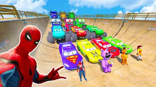 GTA V SPIDER-MAN,Squid Game's Creepy Doll,Five Nights at Freddy's Join TESLA CYBERTRUCK Racing #984