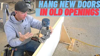 How to Hang a New Door in an OLD OPENING | Whole House Interior Door Slab Replacement