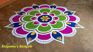 Tamil Puthandu Special Kalpana's Rangoli flowers padi Kollam Easy Rangoli Pandaga Muggulu