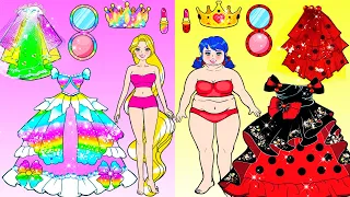 Rainbow Bride Vs Red Bride - Fat VS Thin Make Up & Dress Up Wedding - Barbie Story & Crafts