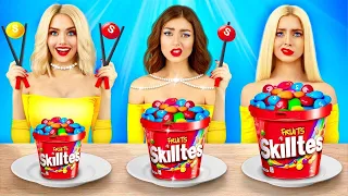 No Hands vs One Hand vs Two Hands Eating Challenge! Crazy Food Battle with Girls by RATATA BOOM