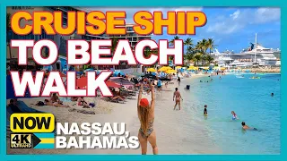 Cruise Ship 🛳To Junkanoo Beach🏖 Walk | Nassau Bahamas 🇧🇸 | [4k]  Binaural Audio🎧