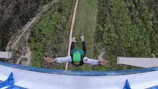 Brento BASE School Advanced Camp, hanging jump, Bridge 120m BASE jump.