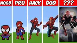 SPIDER MAN MARVEL Pixel Art Build in Minecraft ! Noob vs Pro vs Hacker vs God - Minecraft Animation