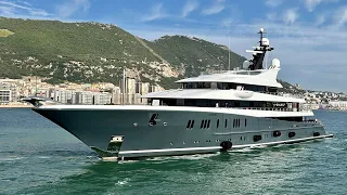 PHOENIX 2, 90m Lürssen Built Superyacht Departing Gibraltar 4K