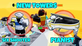 NEW Tower Six Shooter and Pianist SHOWCASE In Doomspire Defense | ROBLOX