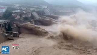 Water gushes out from Xiaolangdi Reservoir on Yellow River