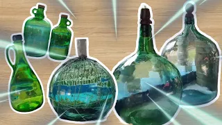 ANTIQUE GREEN BOTTLES