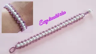 Pearl bracelet/How to make easy pearl bracelet at home/Beaded jewelry for beginners/Diy Beading