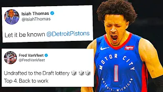 NBA PLAYERS REACT TO DRAFT LOTTERY 2021 - DETROIT PISTONS GET #1 PICK