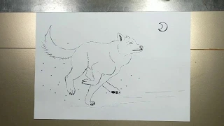 How to draw SIMPLE WOLF running in 5 minutes