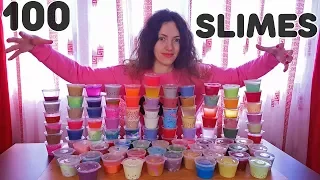 Mixing 100 Slimes Together Making Giant Slime Smoothie