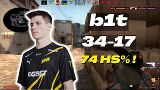 【b1t POV】34Kills 74%HS w/s1mple (mirage) FACEIT Ranked | July 19, 2023