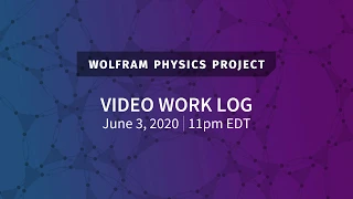 Wolfram Physics Project: Video Work Log Wednesday, June 3, 2020