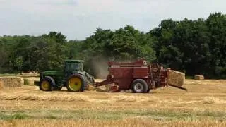 John Deere 8400 and Hesston 4900 Baling Wheat Straw pt 5