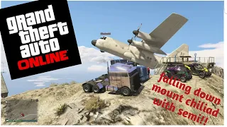 Falling off mount chiliad with semi trucks!! Gta 5 online.