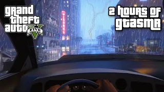 TWO HOURS of GTA ASMR 🌃 Close Up Ear to Ear Whispers ✨ Rain ✨Car Sounds ✨ City Ambience