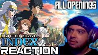 IT JUST GETS WEIRDER! FIRST TIME Reacting to all TOARU series Openings Magical Index, Scientific Rai