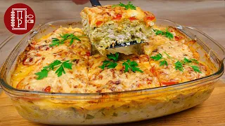 EVERYTHING MIXED AND INTO THE OVEN! Zucchini Casserole with Meat